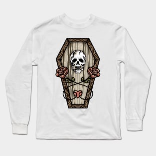 Dead Roses Skull Love Tattoo Art Long Sleeve T-Shirt